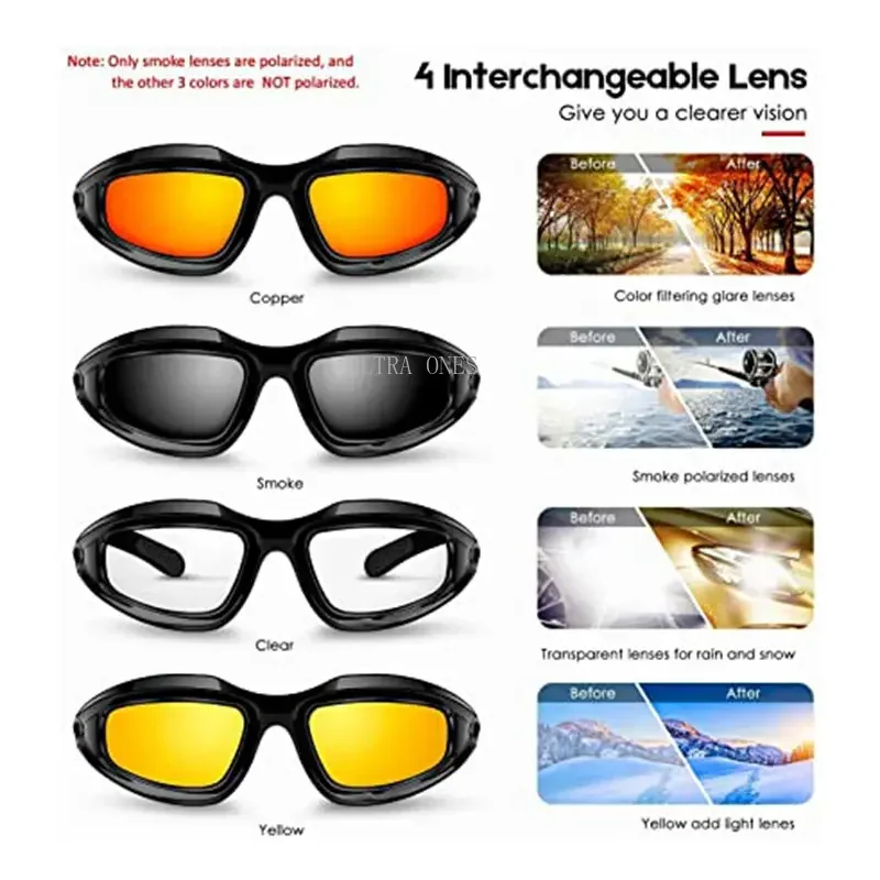 Gafas polarizadas tácticas Airsoft Paintball, combate, caza, a prueba de viento, senderismo al aire libre, ciclismo, deporte, gafas de sol, 4 lentes - imagen 3