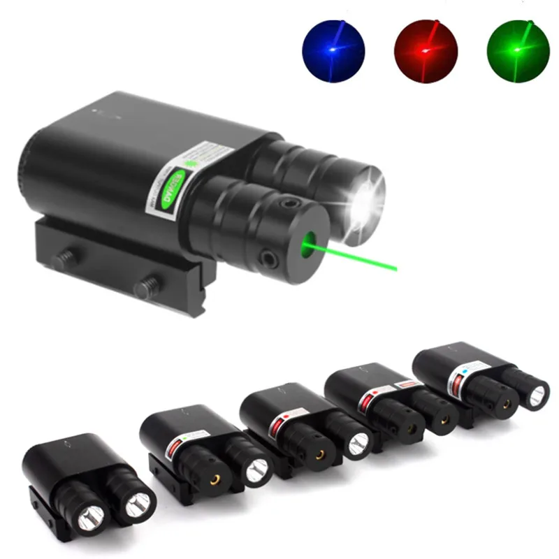 Linterna LED táctica con láser sight verde rojo azul
