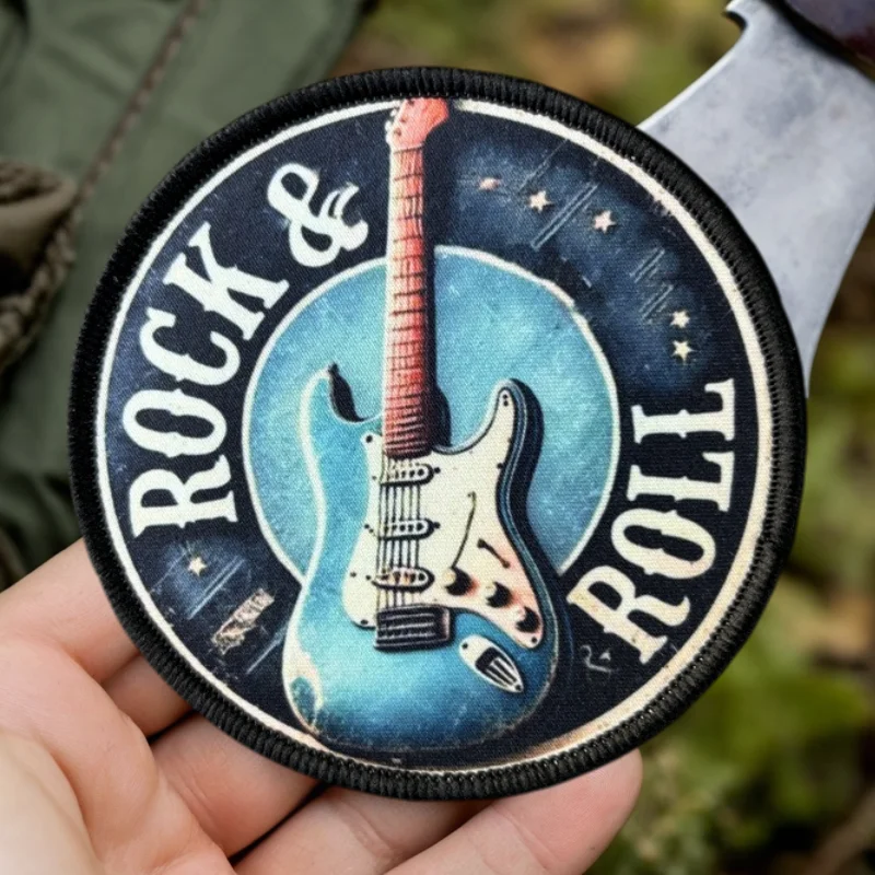 Parche con estampado de instrumento de guitarra, chaleco táctico, insignia de moral con gancho y bucle, pegatinas decorativas para mochila, parches para brazalete para ropa - imagen 2