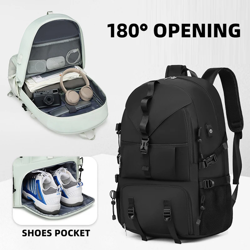 Mochila USB para gimnasio y Fitness, compartimento para zapatos, viaje al aire libre, escalada, senderismo, gran capacidad, equipaje de negocios, mochila de viaje - imagen 4