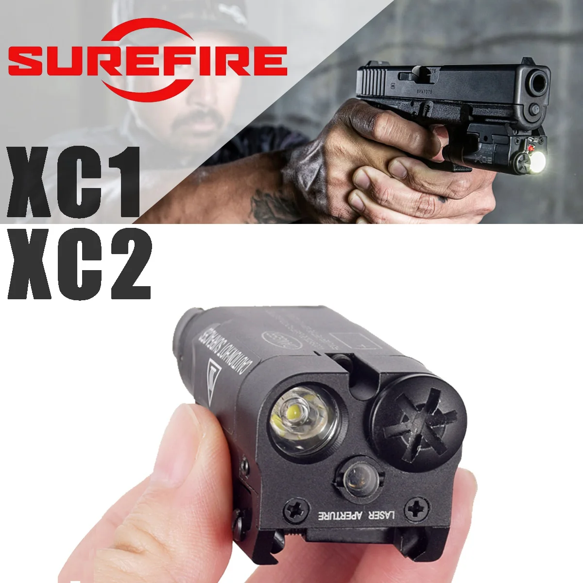 Linterna táctica XC1 XC2 compatible con Glock 17 G17 G19 P320, pistola Airsoft, accesorios de luz de explorador, riel Picatinny de 20mm