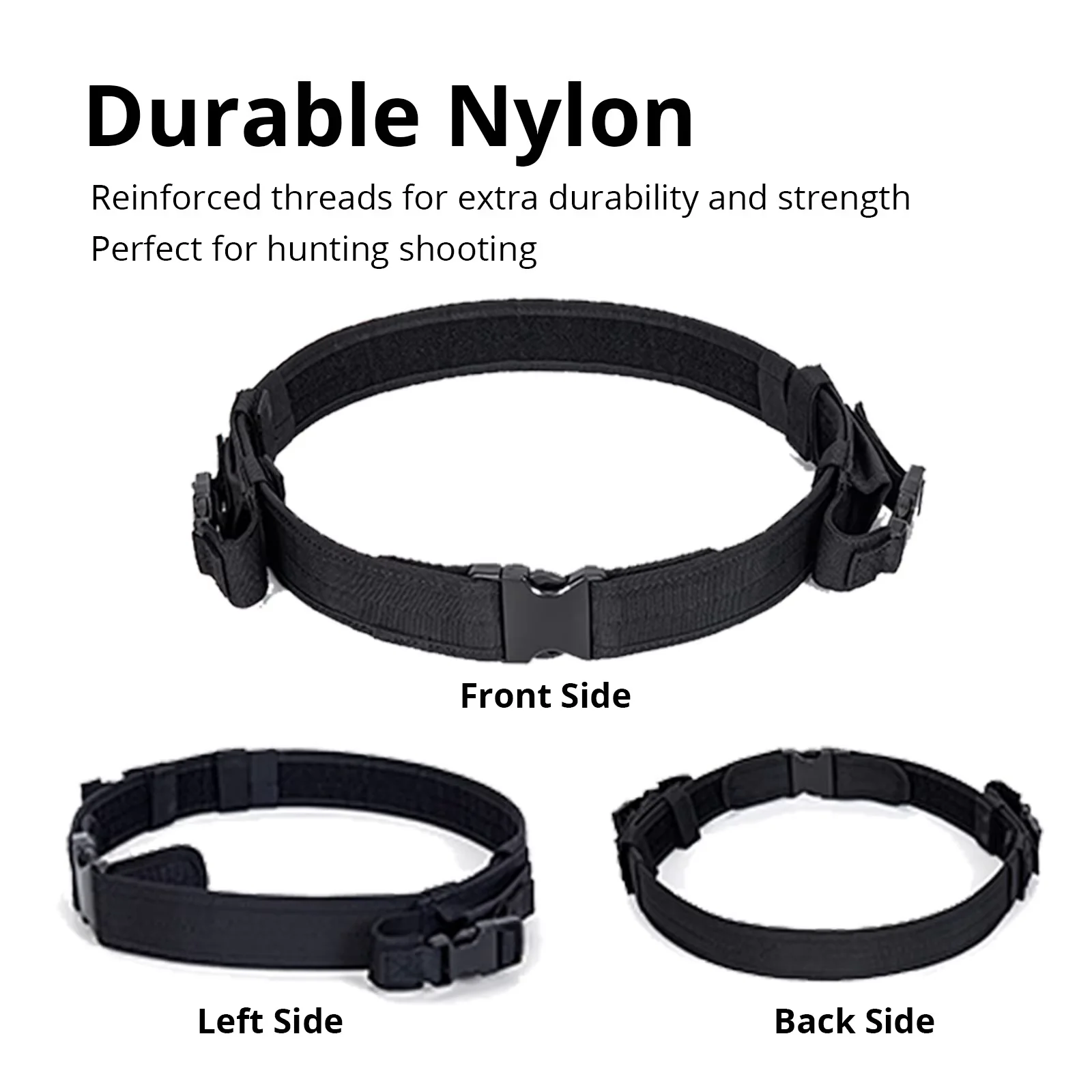 Soporte de cintura táctico Cinturones de trabajo de nailon duraderos Cinturón de utilidad de seguridad con dos bolsas para revistas de 9 mm - imagen 3