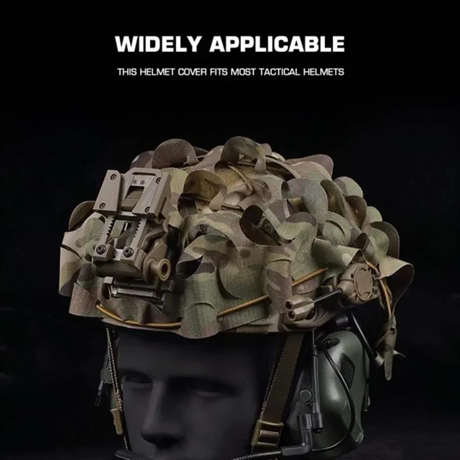 Funda para casco táctico Airsoft, malla 3D, camuflaje, corte láser, forma de hoja, BJ PJ MH, tela para casco, accesorios para casco de caza y paracaidista - imagen 5
