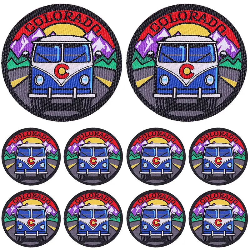 Parche bordado de viaje de montaña, parches de paisaje Natural en la ropa, parches de Camping para ropa, pegatina de costura de chaqueta, 10 unids/lote - imagen 5