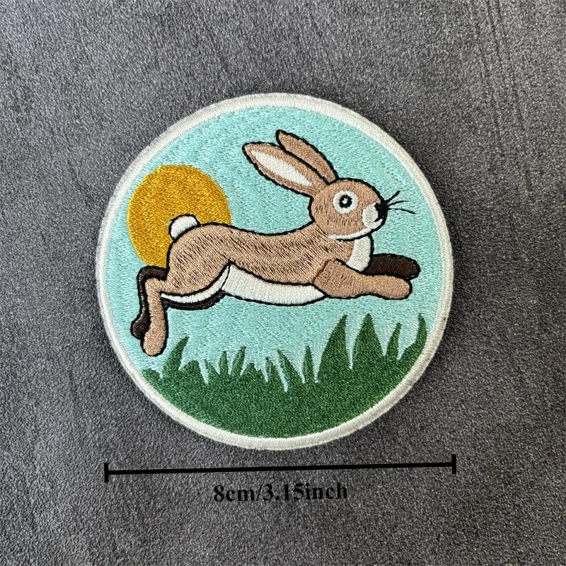 Parche bordado de "conejo" de dibujos animados, insignia de moral táctica, parches de gancho, ropa, mochila, pegatinas, brazalete - imagen 3