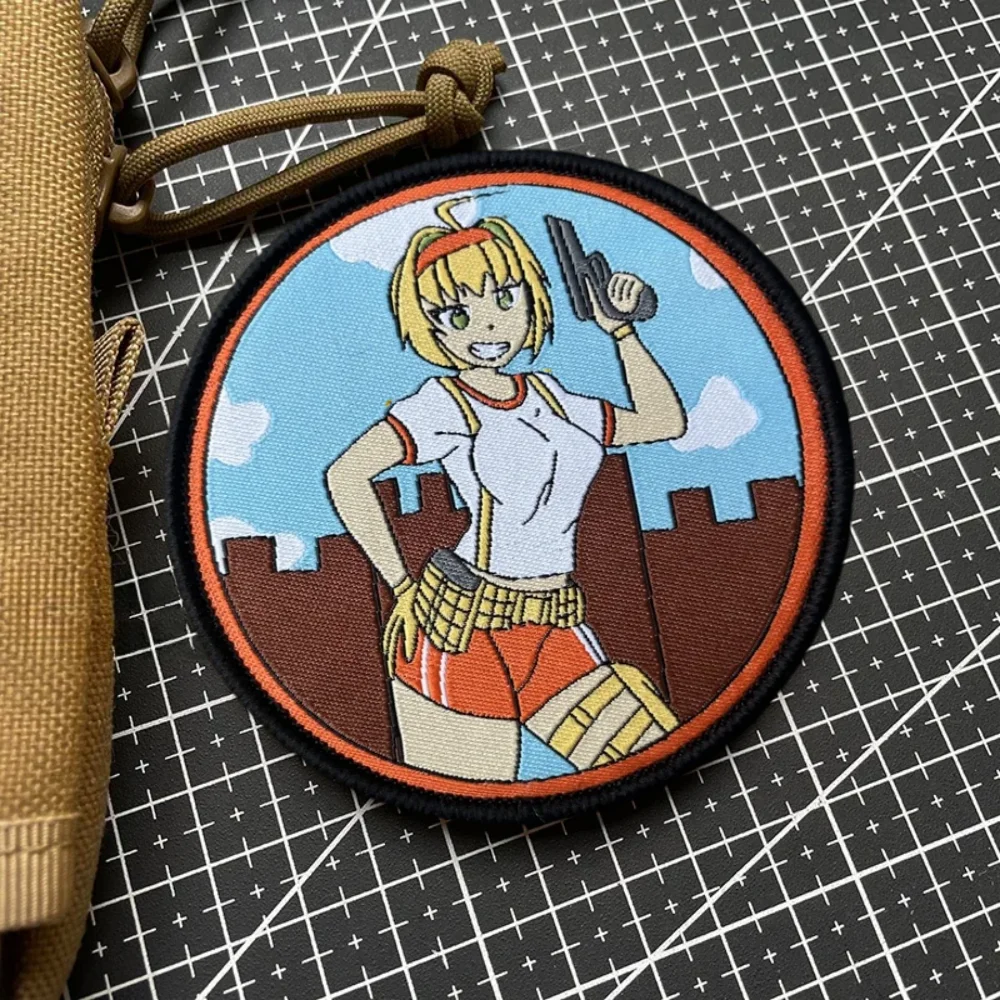 Parche táctico de Manga de Anime, emblema de gancho y bucle tejido Airsoft de EE. UU., insignia de moral militar, brazalete, pegatinas para mochila - imagen 3