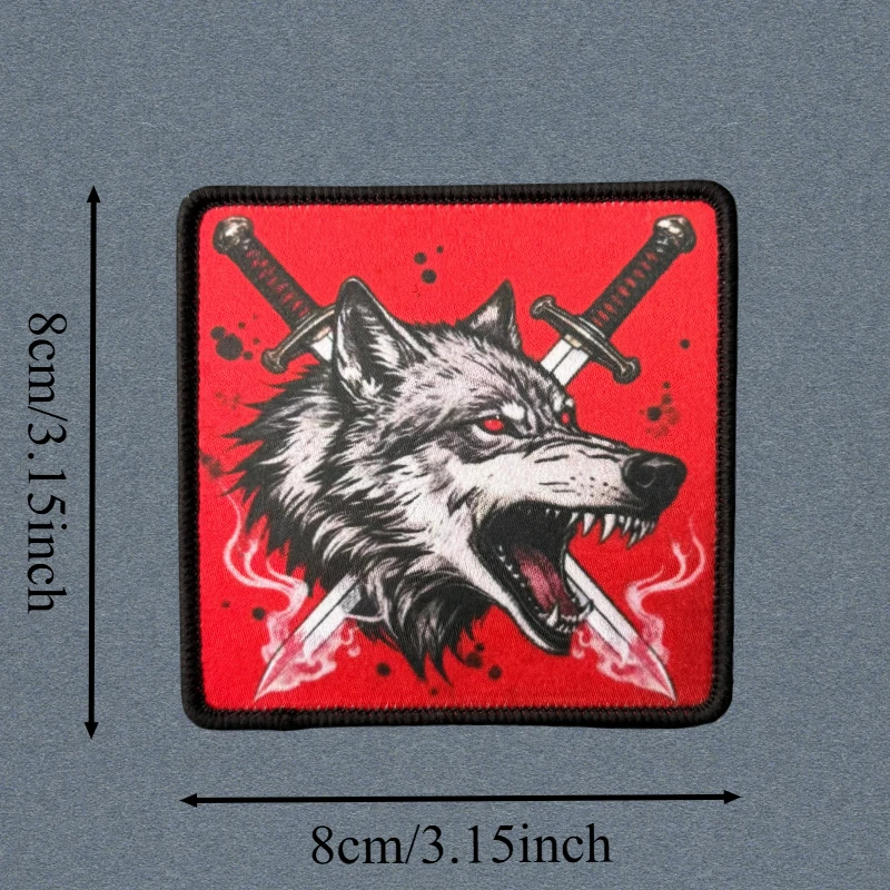 Parche táctico de lobo con espadas dobles, gancho y bucle - imagen 3