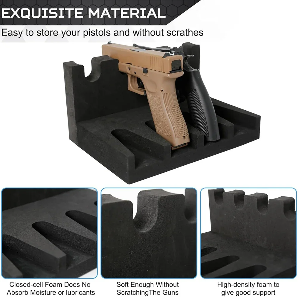 Estante de pistola de espuma con 4/6 ranuras para revólver seguro, estante de exhibición para pistola, soporte para pistola, almacenamiento de accesorios seguro - imagen 2