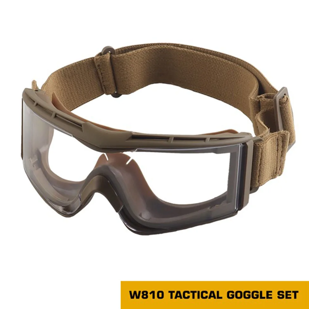 Juego de gafas tácticas W810, gafas protectoras de 3 lentes, a prueba de viento, a prueba de polvo, para disparar, Motocross, motocicleta - imagen 2