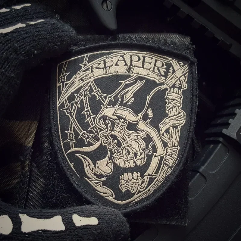 Reaper parches tácticos de calavera de terror, accesorios militares, insignia de moral bordada con gancho y bucle, brazalete del ejército, para mochilas - imagen 4