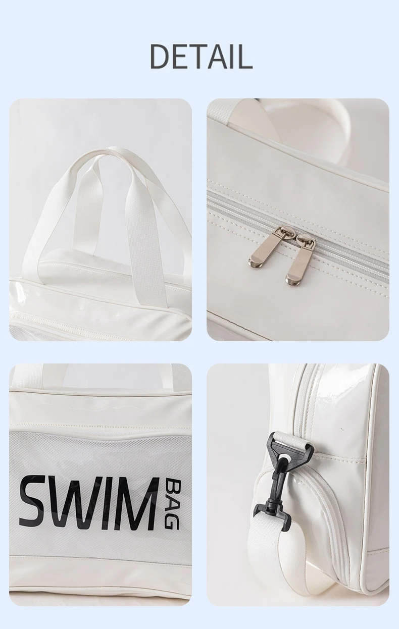 Bolso de playa para natación con bolsillo para zapatos, bolso cruzado grande para viajes, deportes, lavado, bolso cruzado seco, húmedo, transparente, bolsas de corta distancia - imagen 5