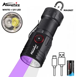 Linterna táctica UV 365nm + luz blanca – Detector de tinta invisible USB