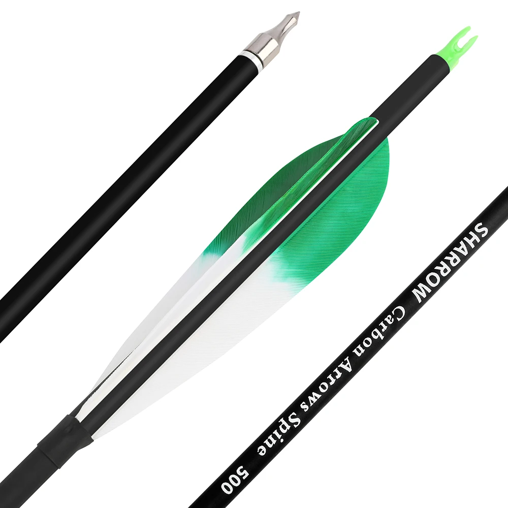 6/12 Uds flecha de carbono mezclado columna vertebral 500 eje ID 6,2mm OD 7,8mm tiro con arco pluma de pavo arco compuesto tiro caza flechas de carbono - imagen 5