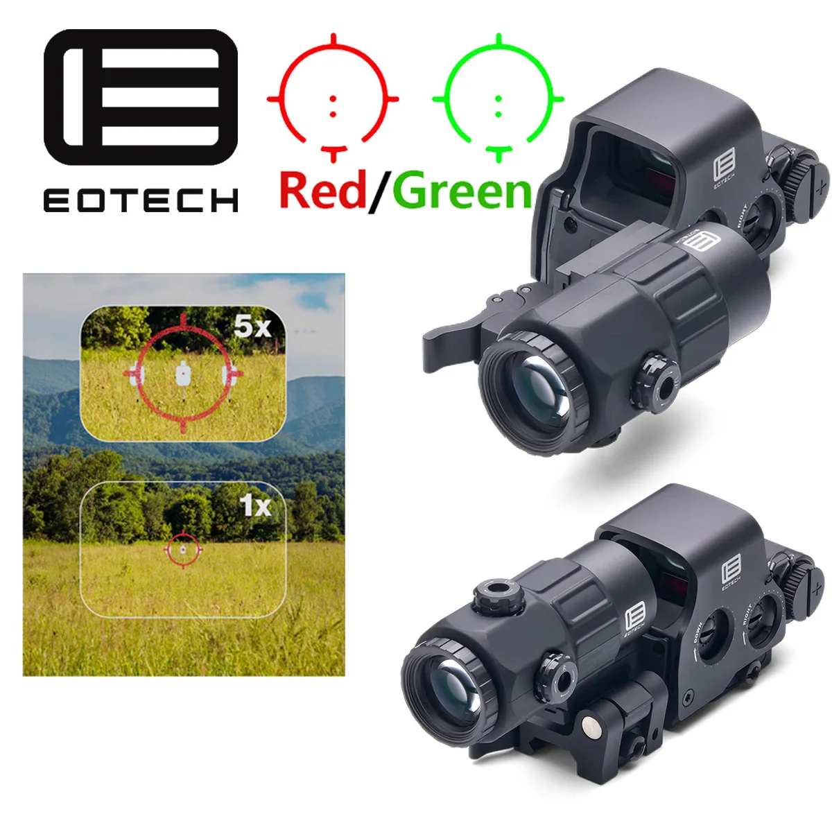 EOTech G33 mira holográfica punto rojo/verde con riel QD Picatinny
