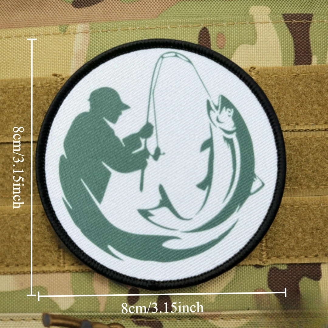 Parche de pesca para moral táctica, apliques personalizados, emblema del ejército militar, pegatina para mochila, parches de gancho y bucle impresos, ropa - imagen 3
