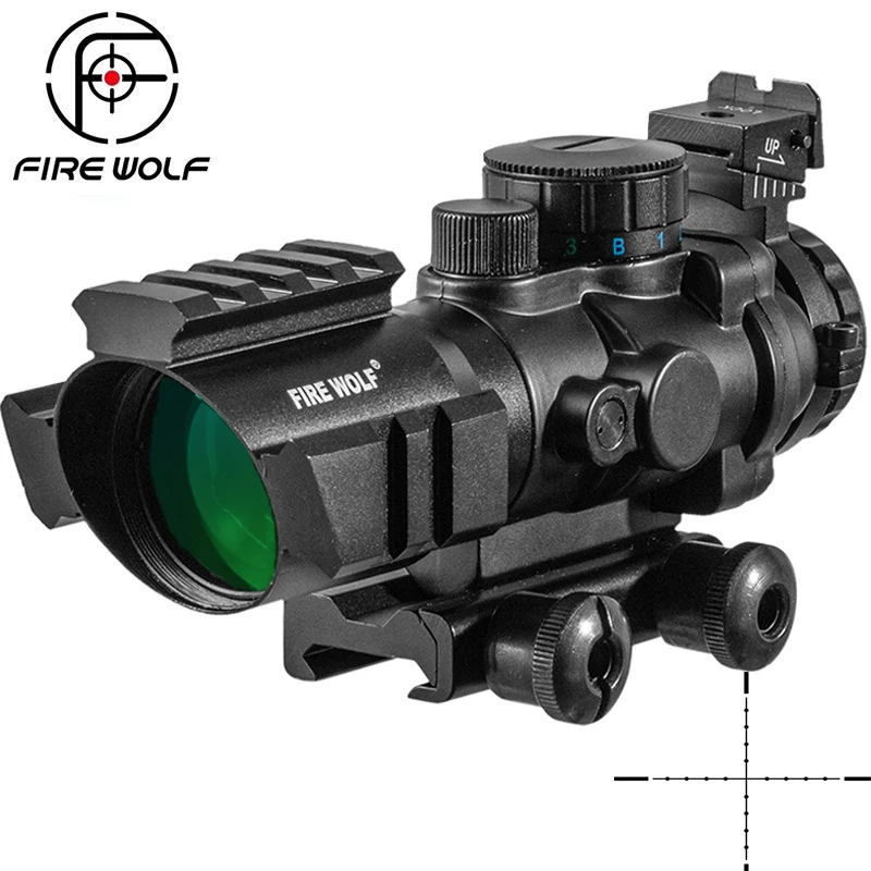 Mira telescópica de punto rojo 4x32, riel superior de 20mm, óptica de cola de milano, mira táctica para pistola de caza, Rifle, lupa Airsoft - imagen 2