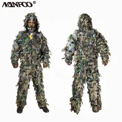 Primavera Verano 3D hojas camuflaje biónico caza pesca Ghillie traje resistente al desgaste suave transpirable ropa de combate táctico