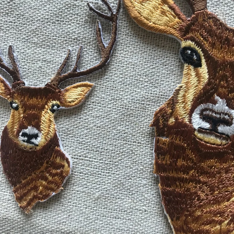 Parche de algodón bordado a mano con ciervo navideño, suministros para manualidades de ropa, parche bordado - imagen 5