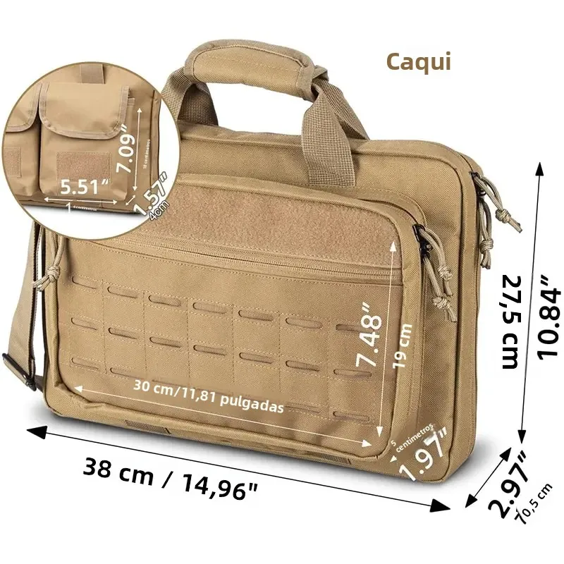 Bolsa de arma táctica bloqueable con sistema Molle, múltiples bolsillos para rango de tiro, paquete de hombro de caza con compartimento para ordenador portátil - imagen 2