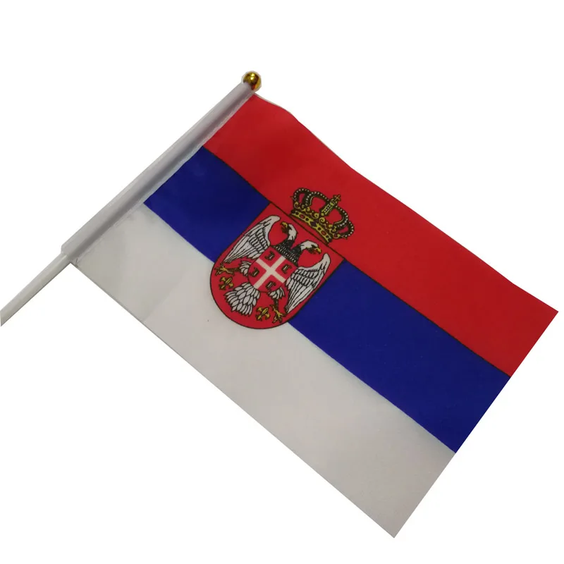 Banderas agitadoras de manos de Serbia, 14x21cm, Bandera de Serbia, venta al por mayor, 10 unidades por lote - imagen 4