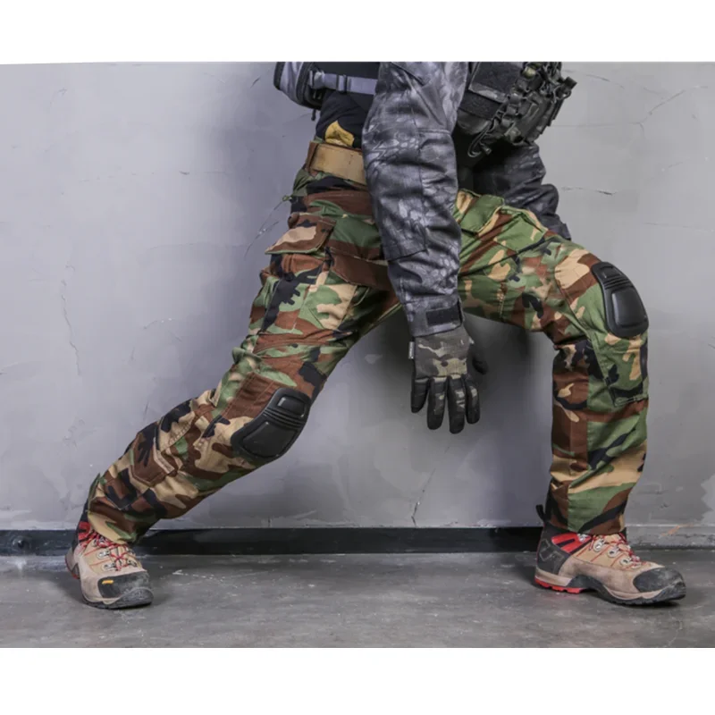 Pantalones tácticos + almohadillas informales con múltiples bolsillos, carga de combate con rodilleras, Multicam CP, camuflaje, trabajo militar, pantalones de caza, ropa - imagen 4