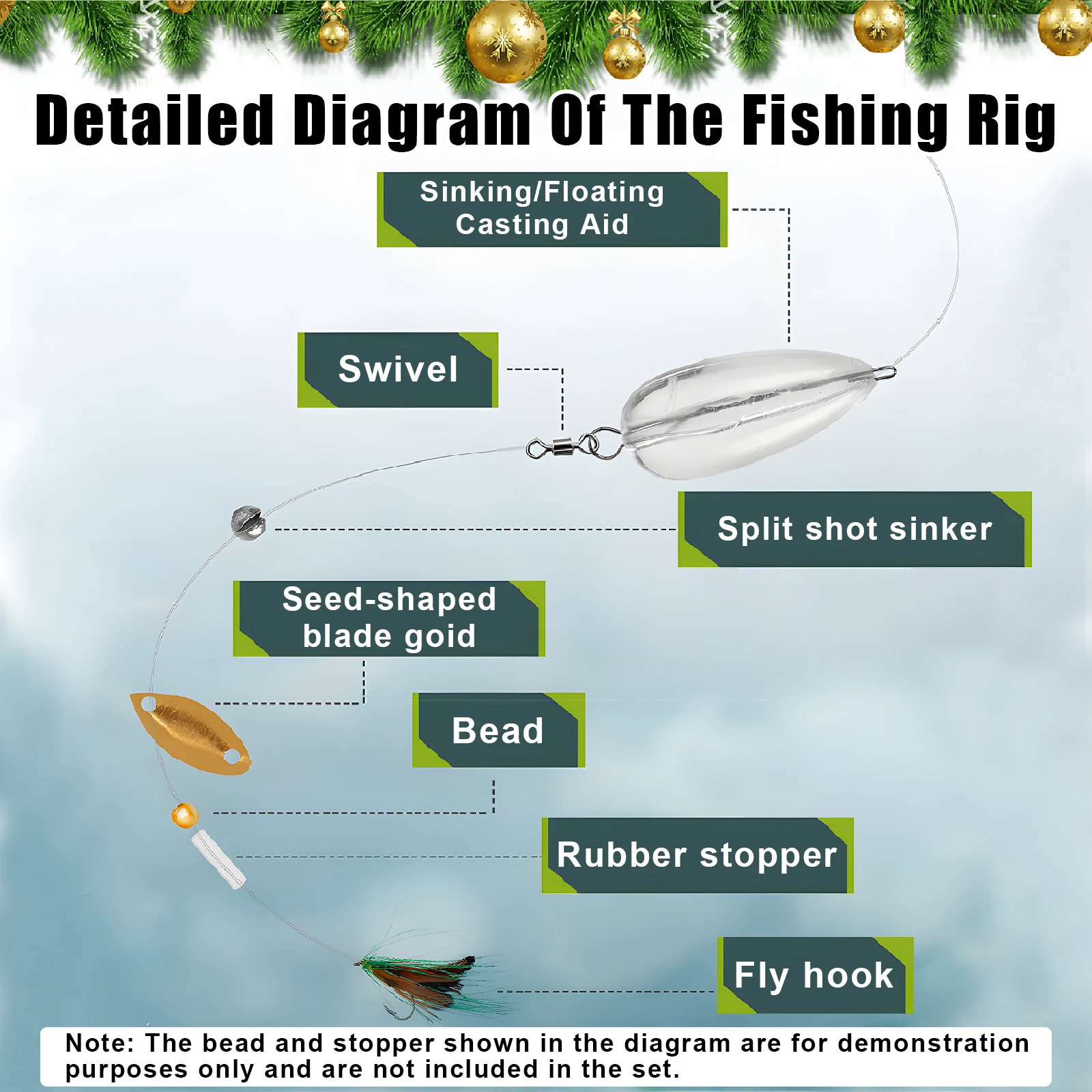 Calendario de Adviento de pesca con mosca, calendarios de cuenta atrás de Navidad 2025, juego de Señuelos de Pesca de 24 días, Kit de moscas, caja de aparejos de pesca, regalos - imagen 5