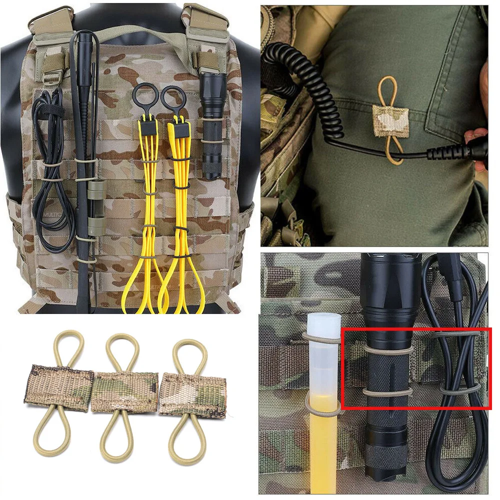 Hebilla de cinta elástica táctica MOLLE, retenedor de encuadernación para antena, palo, tubo, bridas tácticas desechables, hebilla
