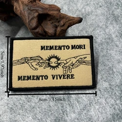 Parche táctico Memento Mori bordado con velcro para uniformes