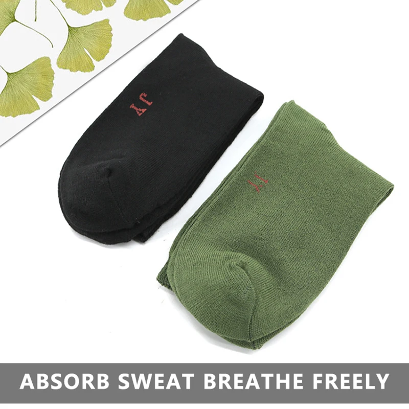 HAN WILD-Calcetines de algodón para hombre, medias de color negro, azul marino, informales, transpirables, cálidas, elásticas, para Primavera, Otoño e Invierno - imagen 5