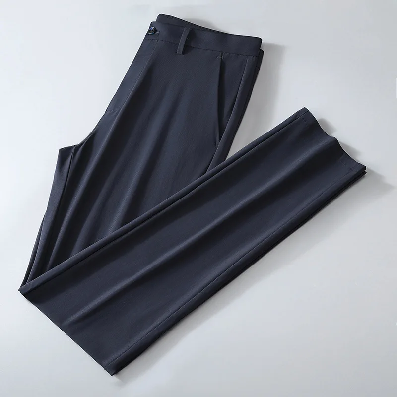Pantalones informales para hombre, pantalón de seda fina de hielo, secado rápido, negocios, ocio, recto, diario, Cargo, holgado, Verano - imagen 2