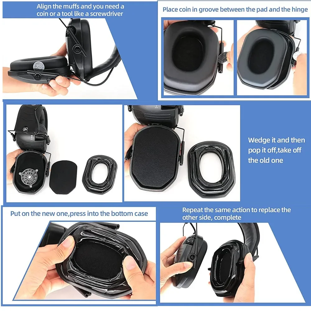 Almohadillas de repuesto para auriculares tácticos, protección auditiva, almohadilla de Gel para los oídos, orejeras electrónicas, afeitadora para andador - imagen 2