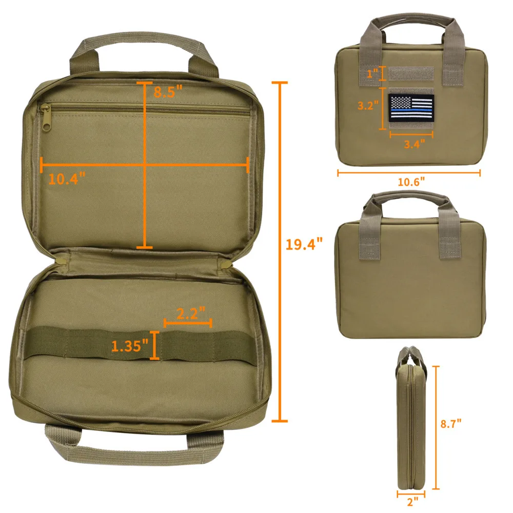 Estuche táctico portátil para pistola de mano, estuche suave para pistola con bucles elásticos, bolsas de pistola acolchadas dobles para herramientas de pistola, bolsa de almacenamiento para transporte - imagen 2