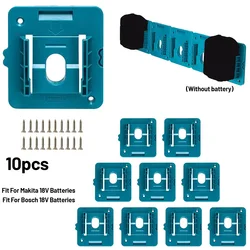 10 juegos de soportes de batería para soporte de batería Makita/Bosch de 18 V, Compatible con Bl1860 Bl1850 Bl1840 Bl1830 (con tornillos