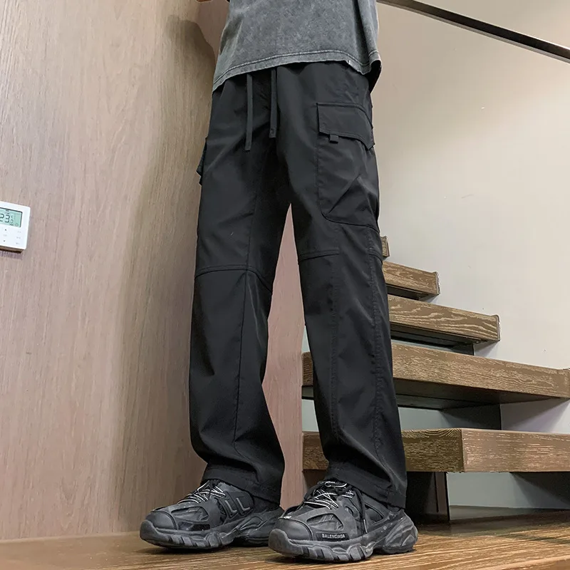 2025 pantalones de calle informales para hombre, pantalones Cargo rectos a la moda, pantalones de chándal resistentes al desgaste con múltiples bolsillos para verano, 2/1 Uds. - imagen 5