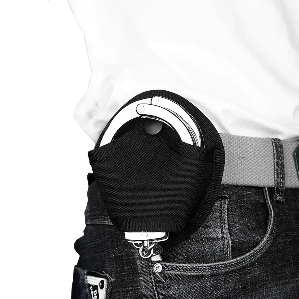 Funda para esposas de polímero de patrulla policial, funda para esposas con tapa abierta, cadena para esposas con bisagras, cinturón de trabajo, chaleco Compatible con Molle