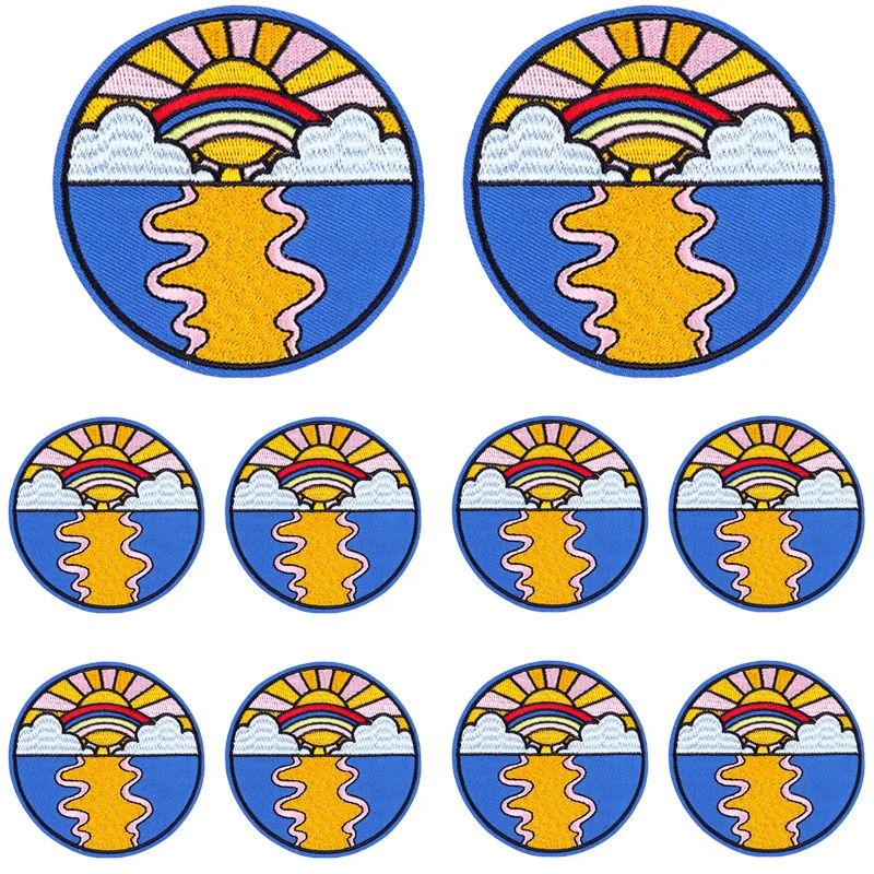 Parche bordado de setas de sol, parches termoadhesivos de dibujos animados para ropa, letras para planchar, bricolaje, 10 unids/lote - imagen 5
