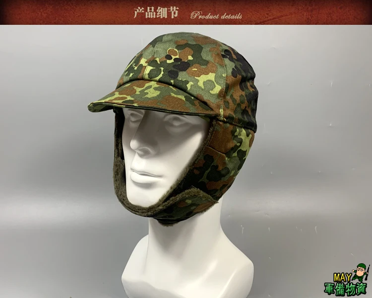 Nuevo sombrero frío al aire libre, sombrero de lana de lana de ventilador militar de camuflaje alemán para invierno al aire libre - imagen 5