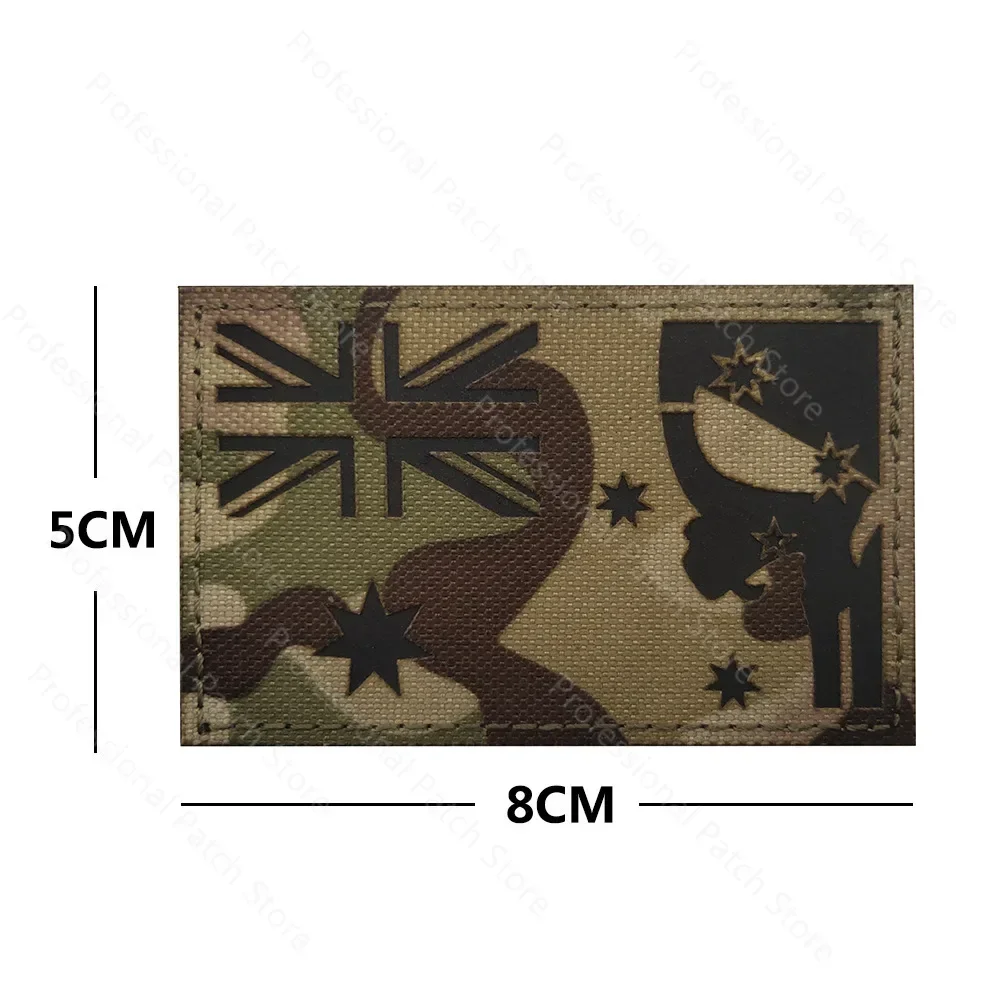 Parche reflectante infrarrojo IR canguro de camuflaje australiano, aplique de brazalete táctico de PVC para ropa, insignia de bandera bordada - imagen 4