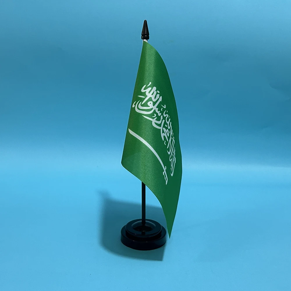 BANDERA DE SKY, bandera de escritorio de oficina de Arabia Saudita, 14x21cm, poliéster, bandera nacional de Arabia Saudita, adornos de escritorio, banderas - imagen 5