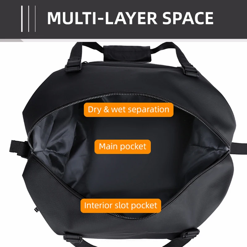 Bolso de hombro deportivo para Fitness, bolso de viaje al aire libre seco y húmedo, bolso cruzado para viaje de negocios, paquete de zapatos, bolso grande de corta distancia - imagen 4