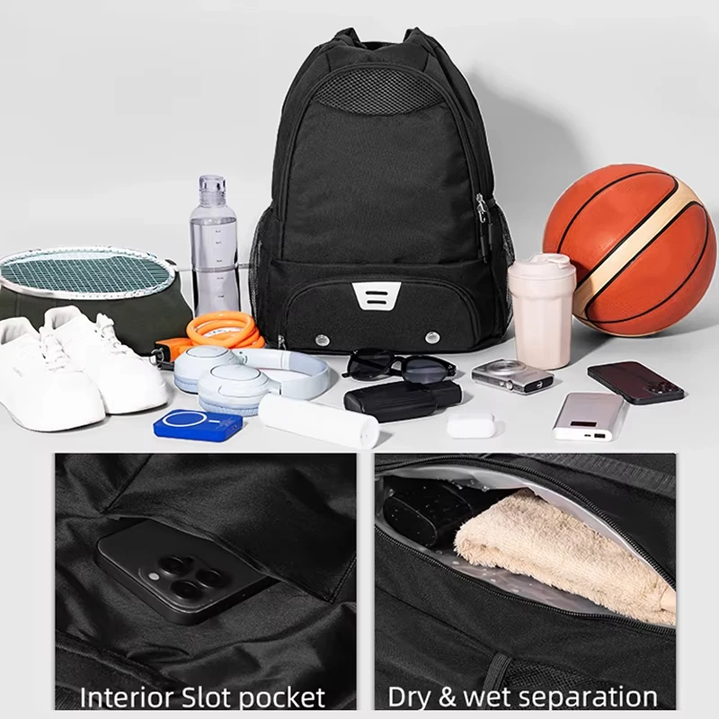 Mochila de voleibol de fútbol, compartimento para zapatos, bolsa de entrenamiento de baloncesto multifuncional Unisex, paquete de gran capacidad para deportes al aire libre - imagen 5