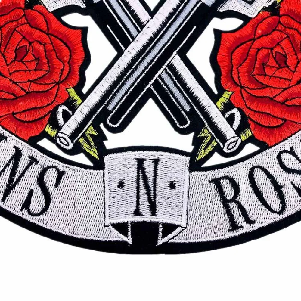 Parche de doble pistolas N Roses, banda de Rock, aplique bordado, chaqueta de planchado, pegatinas de moda, accesorios decorativos de ropa Punk - imagen 3