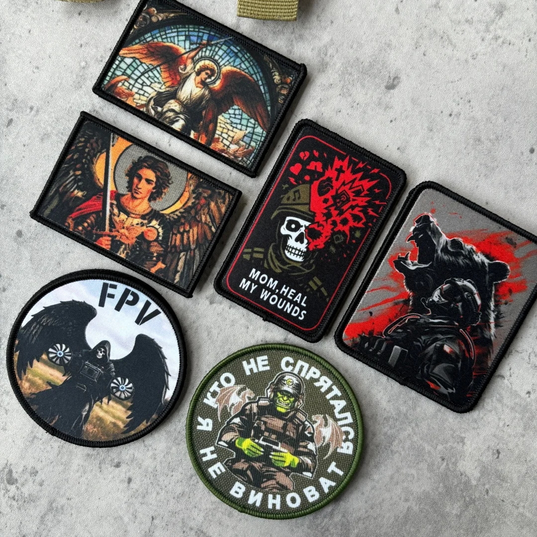 Parche de calavera de Ángel, parches tácticos de gancho y bucle de oso y guerrero, brazalete de operador de demonio, insignia de moral militar, pegatinas para mochila