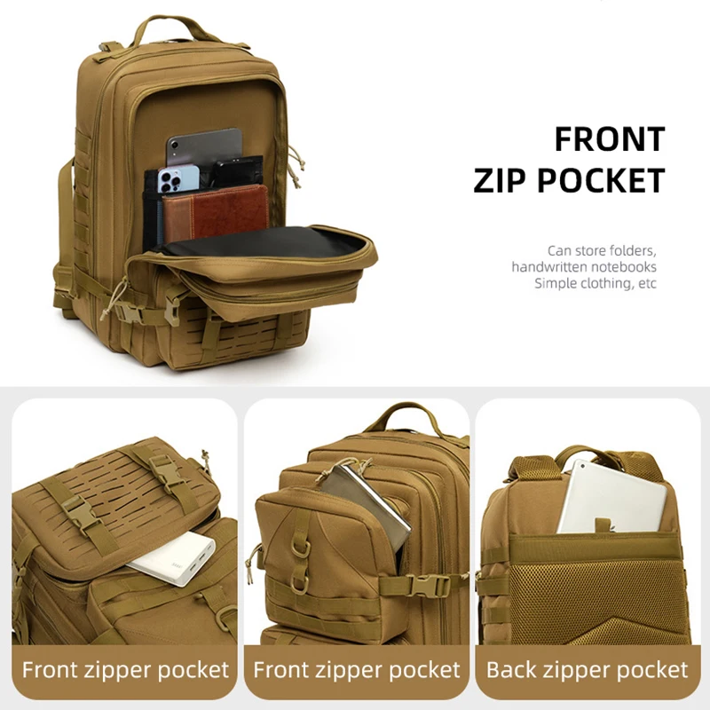 Mochila táctica de Montañismo al aire libre, almacenamiento grande Molle, deportes, escalada, senderismo, Camping, mochila multifuncional - imagen 5