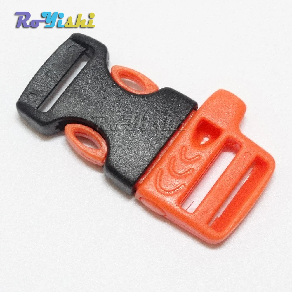 Hebillas de silbato de liberación lateral de emergencia de 5/8 "(15 mm) para pulsera de Paracord naranja + negro - imagen 5