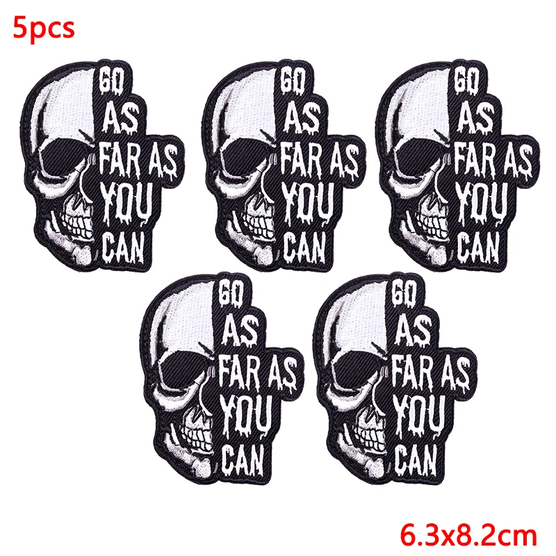 Lote de 5 unidades de parches bordados Punk de Hip Hop, parches para planchar para ropa, parches bordados de animales para ropa, pegatinas para mochila Diy - imagen 4