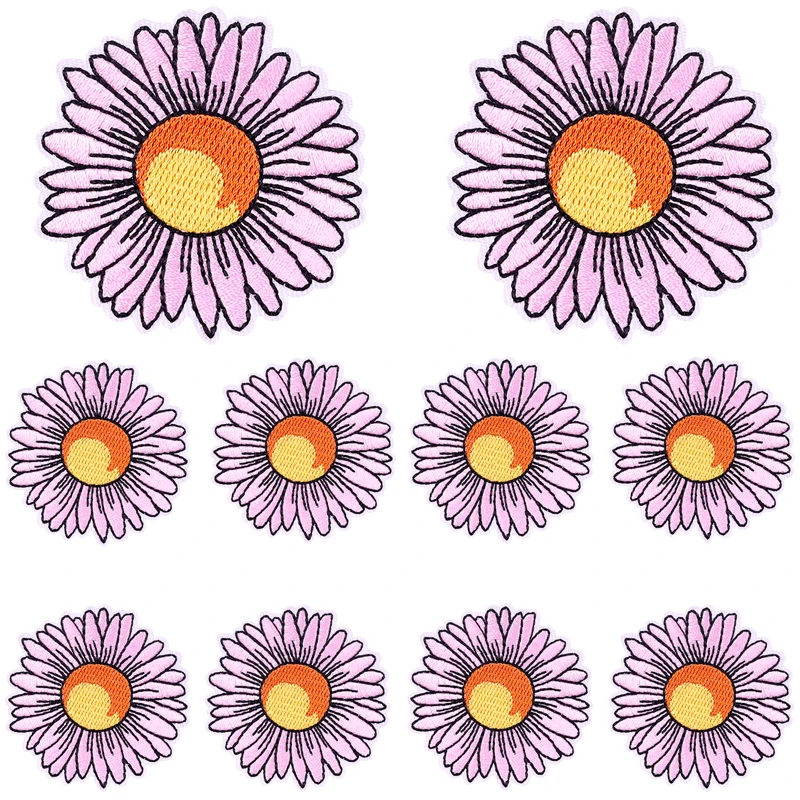 Parches termoadhesivos para planchar en la ropa, apliques de flores, margaritas y girasoles, DIY, 10 unids/lote - imagen 4