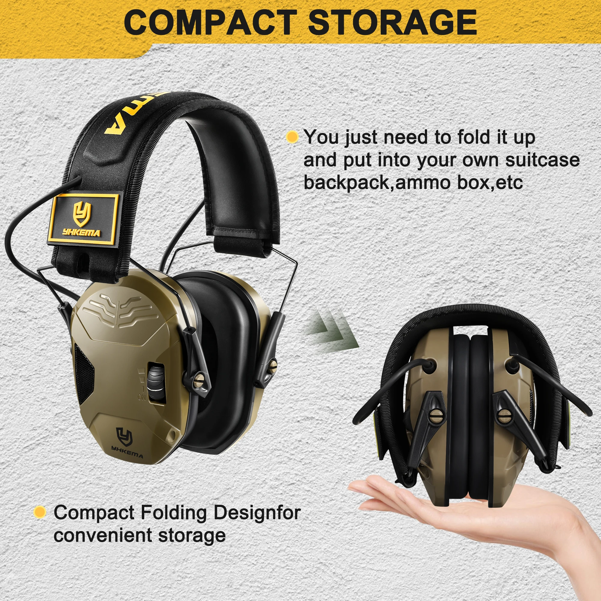 YHKEMA-orejeras electrónicas tácticas militares para caza al aire libre, captación de sonido, protección de reducción de ruido, auriculares auditivos - imagen 4