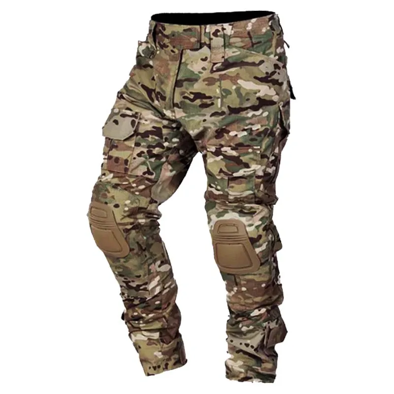 Pantalones tácticos cargo camuflaje repelente al agua con rodilleras