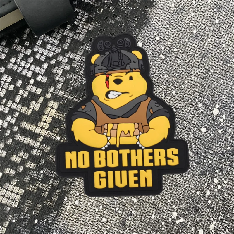 NO BOTHERS GIUEN-insignia de moral de PVC, parche táctico de visión nocturna, brazalete de oso, gancho militar y bucle, pegatina para mochila de ropa - imagen 3